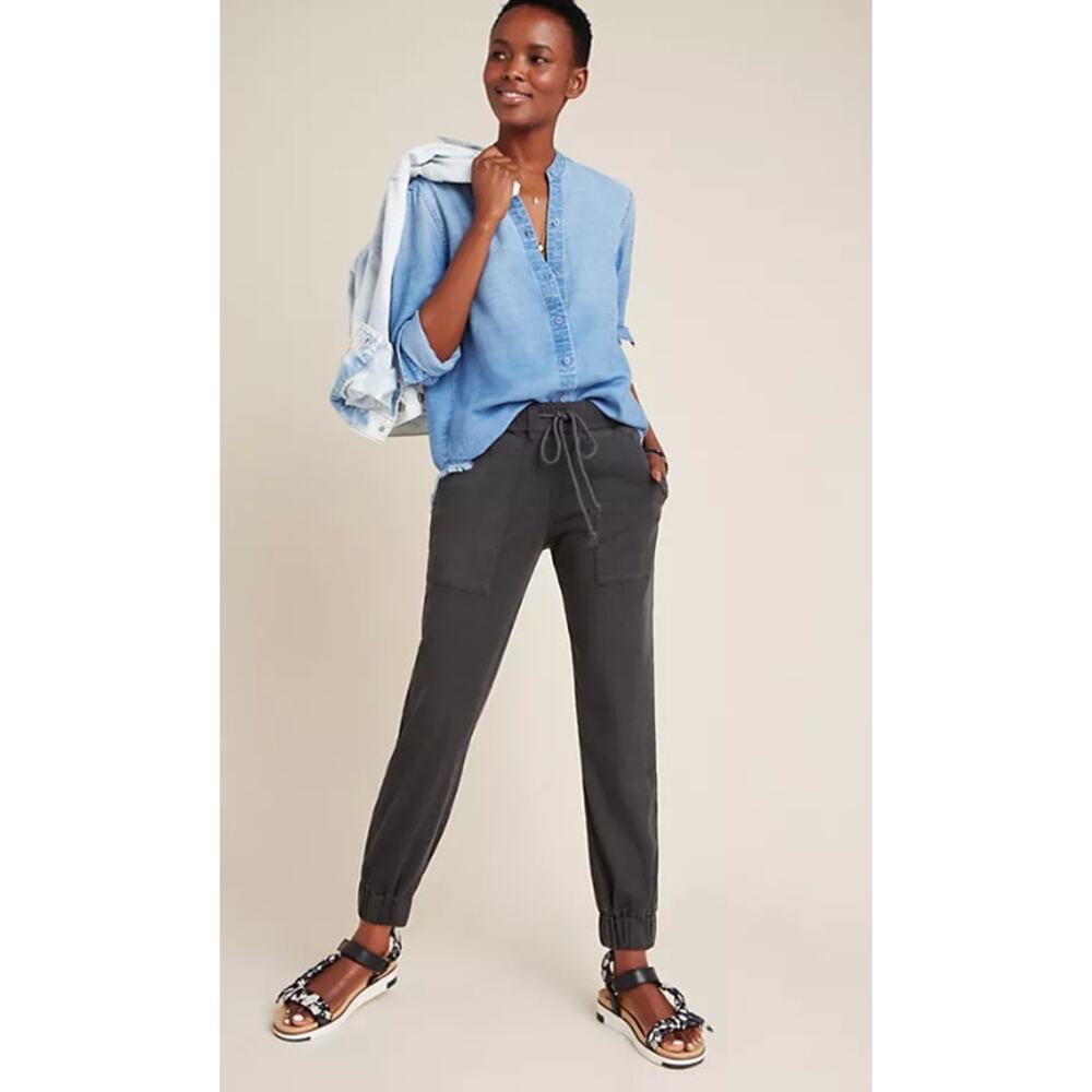 Anthropologie Cloth & Stone Amy Joggers tencel lyocell gray graphite sz M